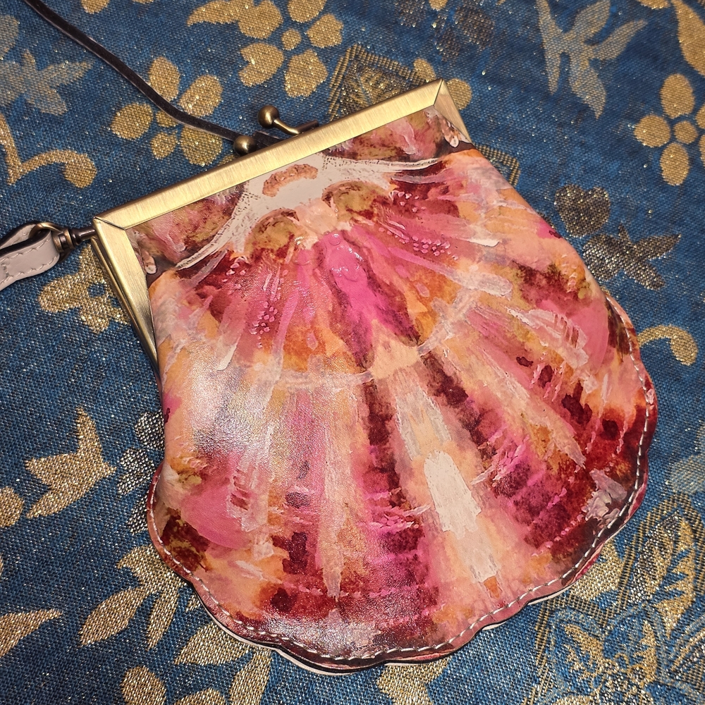 Patricia Nash Pink and Red Shell Scallop Retired Crossbody Bag